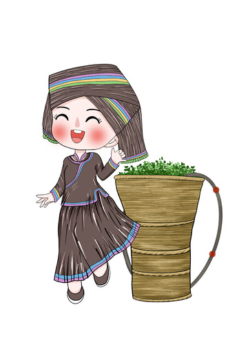 春茶茶叶少数民族人物元素