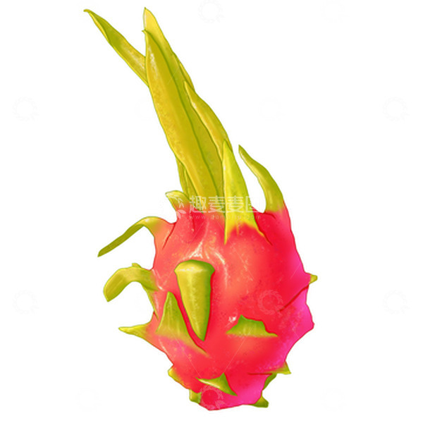 源文件下载【趣麦麦图】扁平风水果插画红色火龙果包装菜单元素手绘