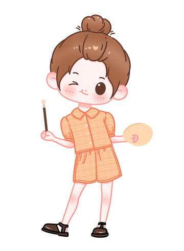 Q版卡通可爱丸子头女孩