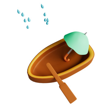 3D立体创意雨中的小船