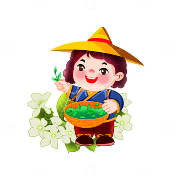 源文件下载【趣麦麦图】手绘春茶人物插画