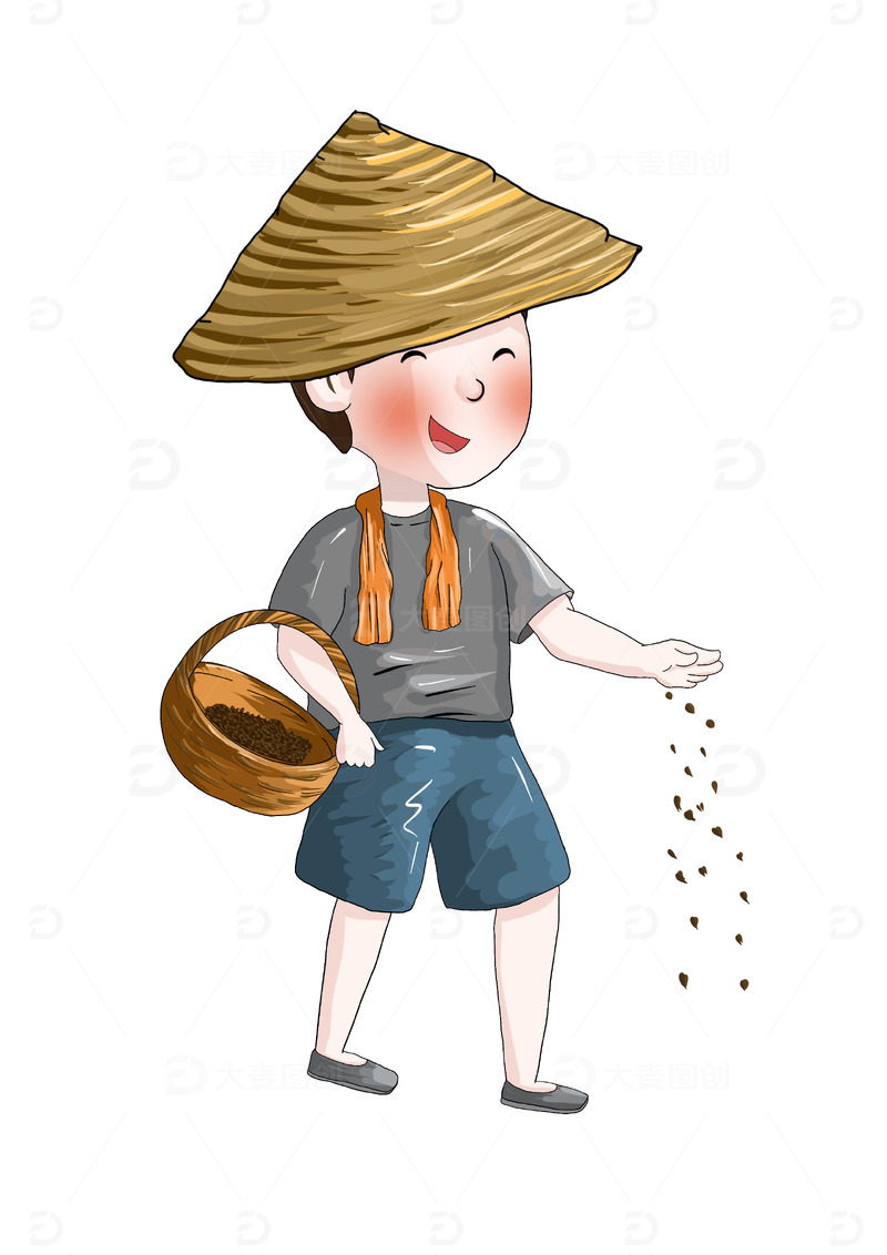源文件下载【趣麦麦图】谷雨节气播种春种元素