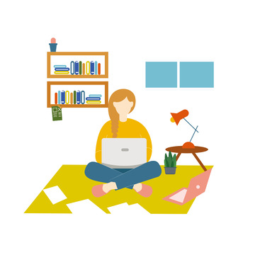 扁平矢量盘腿坐的人