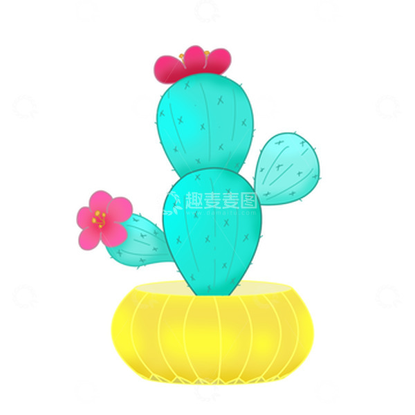 源文件下载【趣麦麦图】仙人掌盆栽沙漠懒人净化花植物