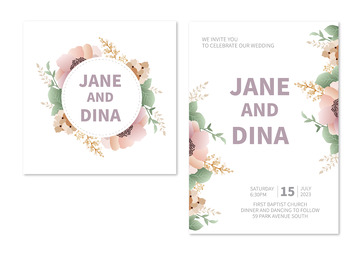 植物花边婚礼邀请函请帖