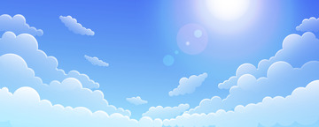 白云天空太阳蓝天矢量天空背景
