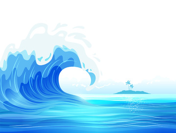 浪花大海海水浪潮海浪白云海岛