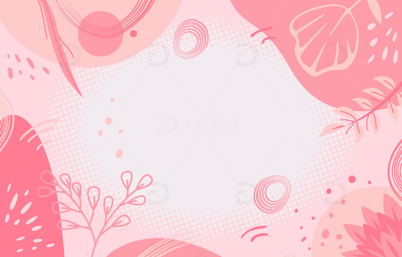 淡彩粉色树叶简约春天背景装饰