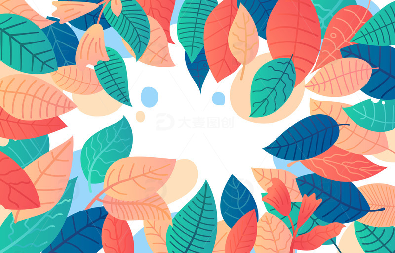 春天春季叶子彩色简约装饰春天背景