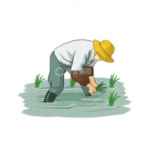 源文件下载【趣麦麦图】-小清新谷雨农忙插秧插图