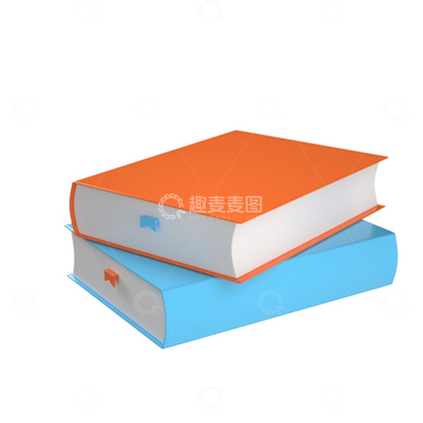 源文件下载【趣麦麦图】-3D简约立体学生学习书本笔记本