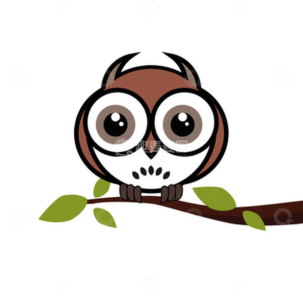 源文件下载【趣麦麦图】树枝上的猫头鹰