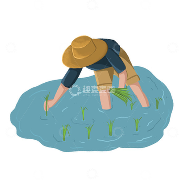 源文件下载【趣麦麦图】谷雨插秧人物素材