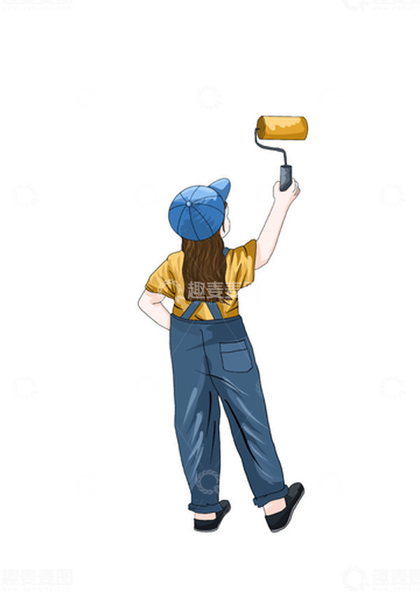 源文件下载【趣麦麦图】五一劳动节工人刷漆元素