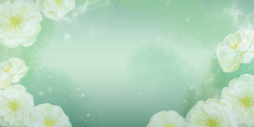 绿色水墨水彩风格月季花背景