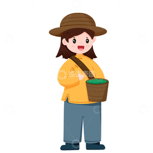 源文件下载【趣麦麦图】传统服饰春天采茶的女孩免抠元素