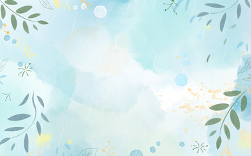 手绘水彩文艺小清新树叶绿植背景