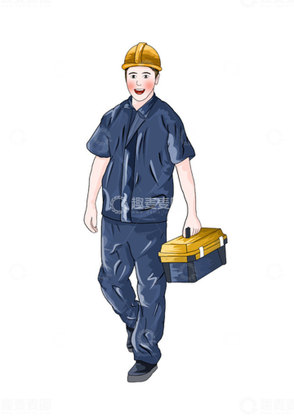源文件下载【趣麦麦图】五一劳动节工人手拿工具箱元素
