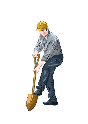 五一劳动节工人挖土元素