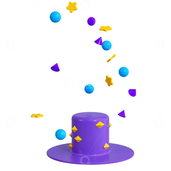 源文件下载【趣麦麦图】3D元素4.1愚人节元素魔术帽