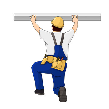 建筑工人工作背景背后卡通元素