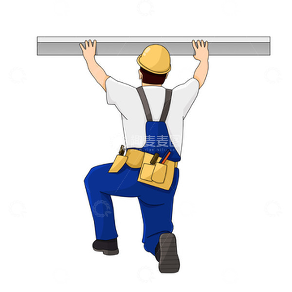 源文件下载【趣麦麦图】建筑工人工作背景背后卡通元素