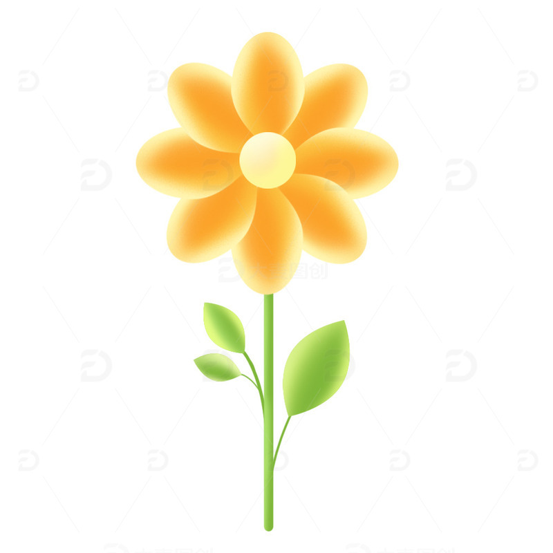 潮流弥散渐变花朵植物元素