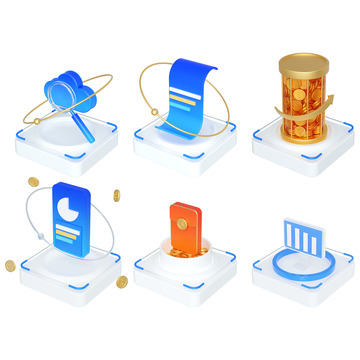 3D元素微软风格科技金融互联网图标