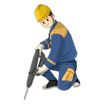 打孔建筑卡通工人