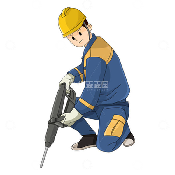 源文件下载【趣麦麦图】-打孔建筑卡通工人
