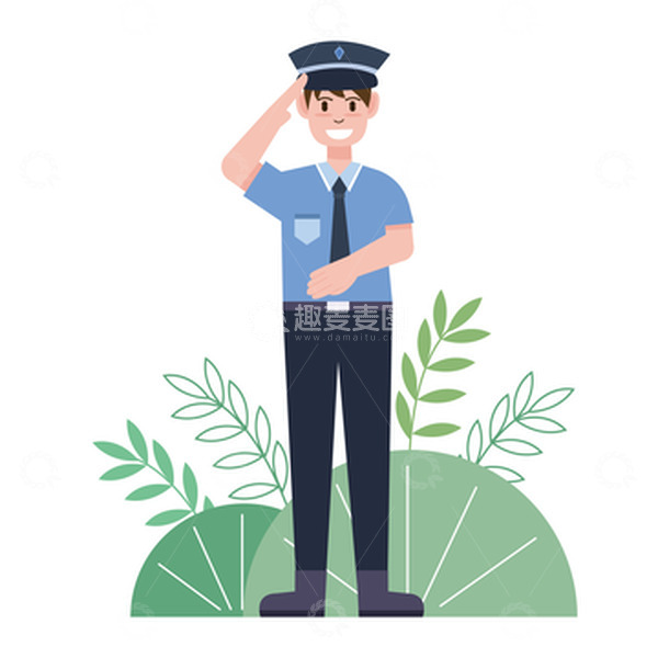 源文件下载【趣麦麦图】卡通扁平警察元素