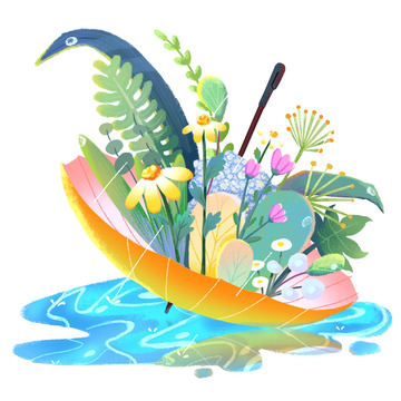 谷雨花草下雨小清新节气