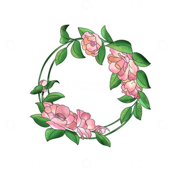 源文件下载【趣麦麦图】花环 粉色花 植物元素