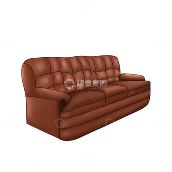 源文件下载【趣麦麦图】-皮沙发 手绘卡通沙发