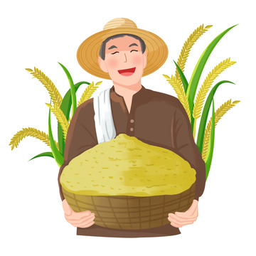 手绘谷雨五一劳动节农民伯伯