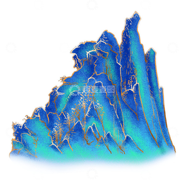 源文件下载【趣麦麦图】山，蓝山，蓝色，古风