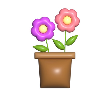 AI膨胀效果花盆栽