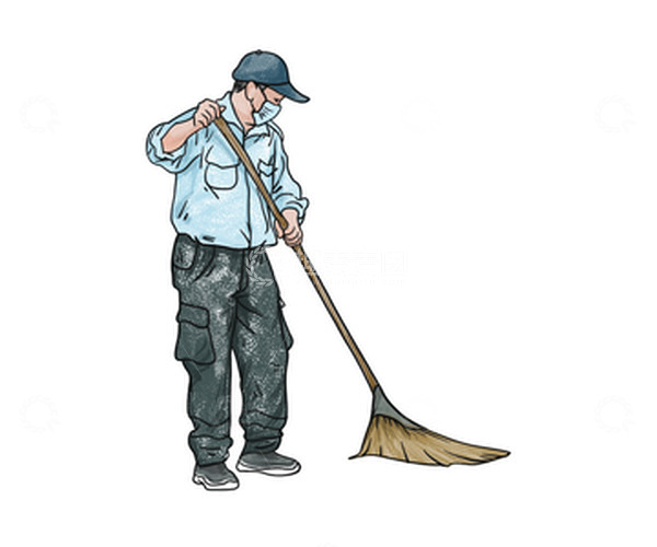 源文件下载【趣麦麦图】劳动节环卫工人扫地水彩手绘人物图