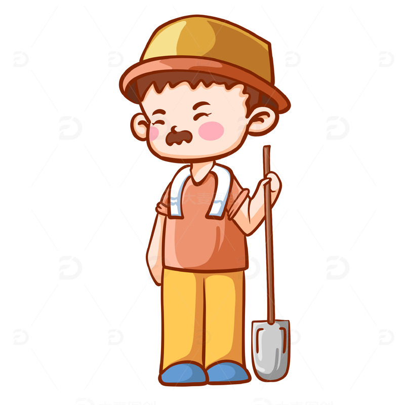 五一劳动节农民种地劳作手绘插画人物卡通