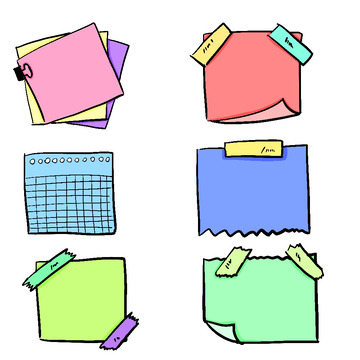 卡通彩色手绘便利贴