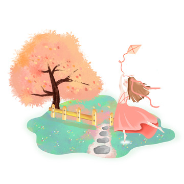 在草地跳舞的女孩