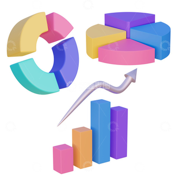 源文件下载【趣麦麦图】3D立体商务金融办公柱状图数据分析图标