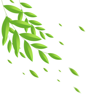 春天柳叶枝条飘舞元素