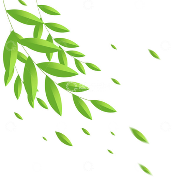 源文件下载【趣麦麦图】-春天柳叶枝条飘舞元素