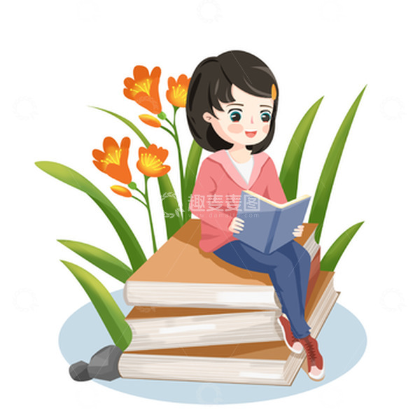 学习读书学生卡通元素
