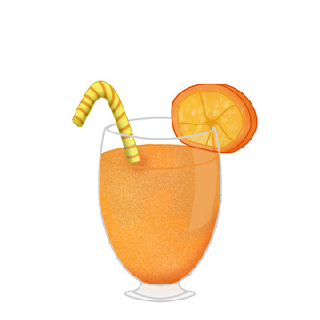 橙子汽水饮料手绘插画
