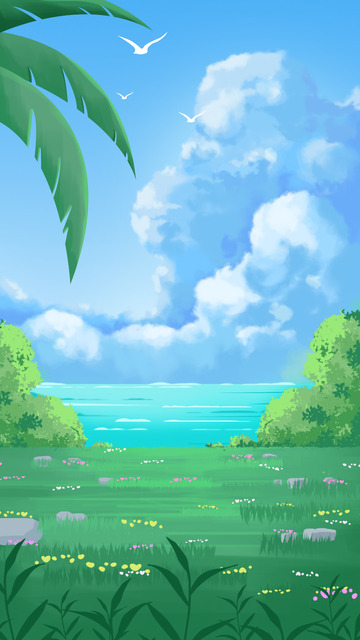 手绘治愈系春夏清明五一出游背景