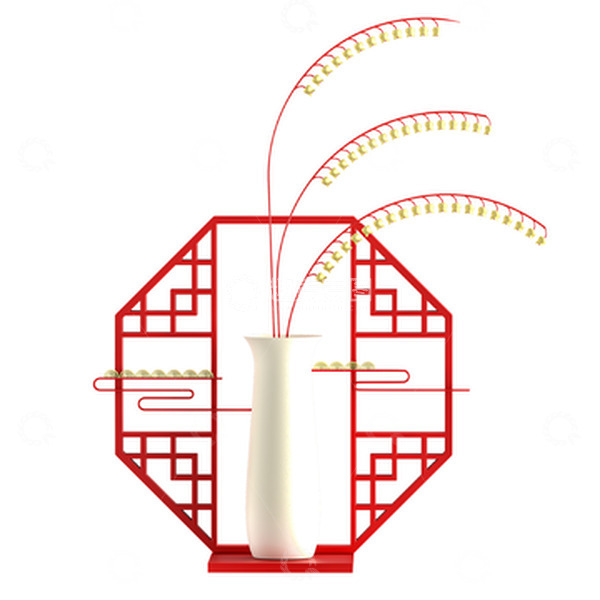 源文件下载【趣麦麦图】中国风古风传统古典摆件铃兰花花瓶