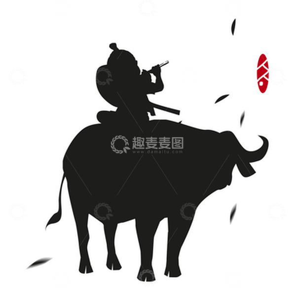 源文件下载【趣麦麦图】清明节牧童放牧剪影