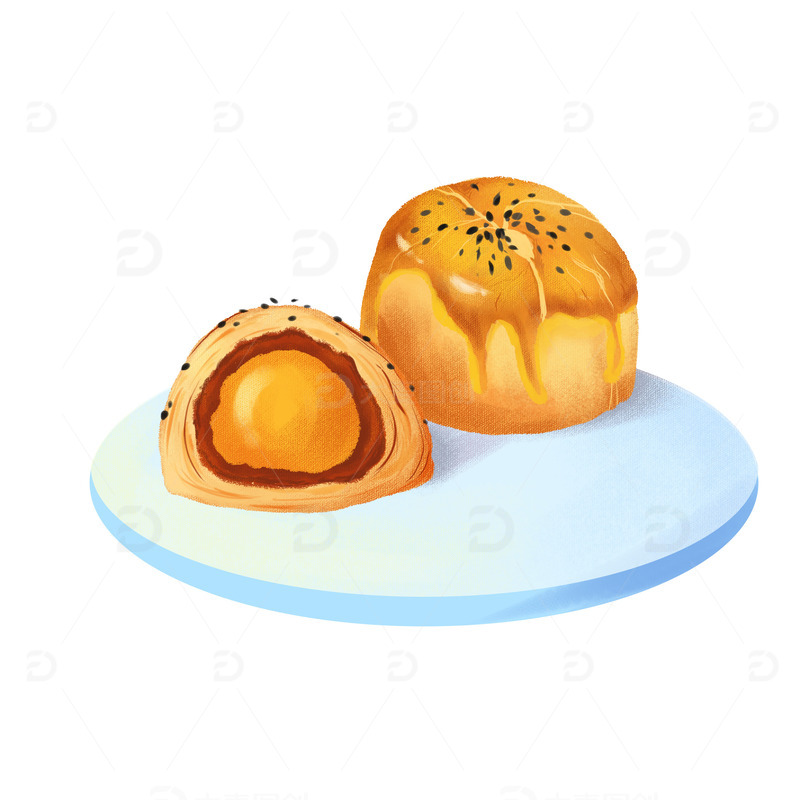 蛋黄酥甜点甜品蛋糕美食吃货手绘卡通